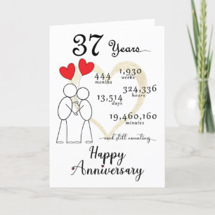 Agradecimiento 37.ª tarjeta de aniversario Boda con globos cardía