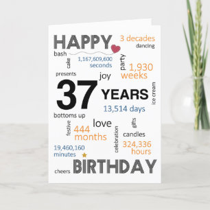 Agradecimiento 37.ª tarjeta de cumpleaños