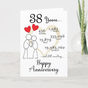 Agradecimiento 38.ª tarjeta de aniversario Boda con globos cardía