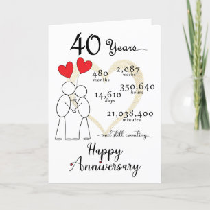 Agradecimiento 40.ª tarjeta de aniversario Boda con globos cardía