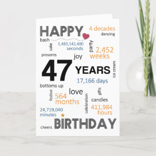 Agradecimiento 47.ª tarjeta de cumpleaños