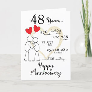 Agradecimiento 48.ª tarjeta de aniversario Boda con globos cardía