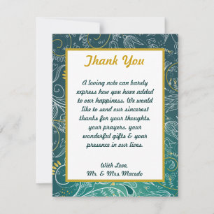 Agradecimiento 4x5 FLAT Gracias Tarjeta Floral de mostaza Verde a