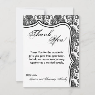 Agradecimiento 4x5 FLAT Gracias Tarjeta Lace de Damasco Blanco Ne