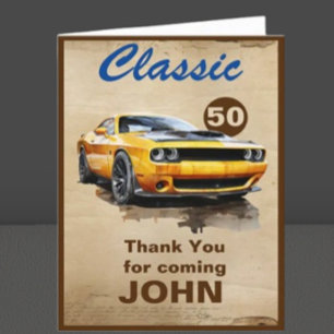 Agradecimiento 50.ª tarjeta de coche clásica de cumpleaños