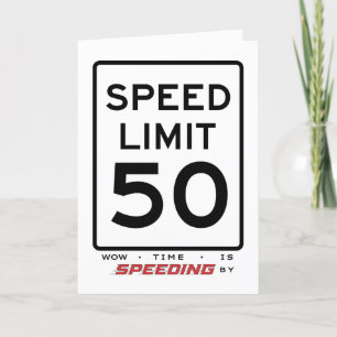 Agradecimiento 50.ª tarjeta de cumpleaños de límite de velocidad