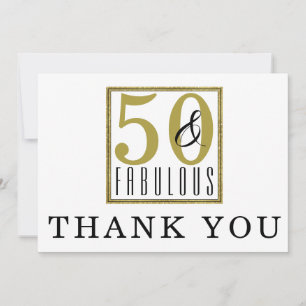 Agradecimiento 50 y fabuloso 50ª Fiesta de Cumpleaños Tarjeta d