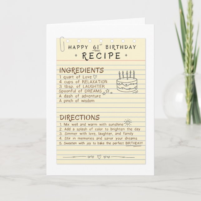 Agradecimiento 61.ª tarjeta de cumpleaños para mamá o abuela (Anverso)