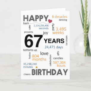 Agradecimiento 67.ª tarjeta de cumpleaños