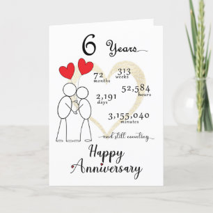 Agradecimiento 6.ª Tarjeta de Aniversario del Boda