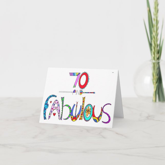 Agradecimiento 70 y Fabulosa tarjeta de felicitación de cumpleaño (Anverso)
