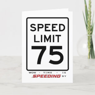 Agradecimiento 75.ª tarjeta de cumpleaños de límite de velocidad