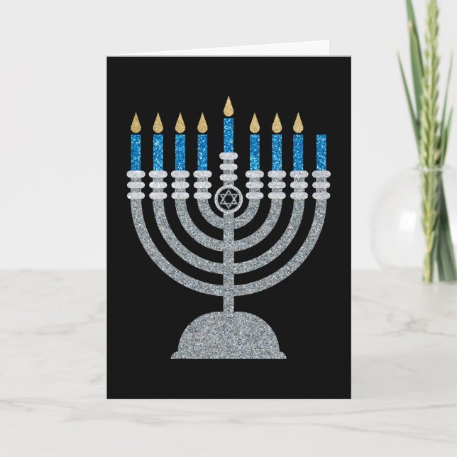 Agradecimiento 7.ª noche de la tarjeta Purpurina de Hanukkah (Anverso)