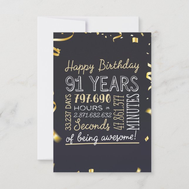 Agradecimiento 91ª tarjeta de cumpleaños - 91 años de ser increíb (Anverso)