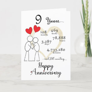 Agradecimiento 9.ª Tarjeta de Aniversario del Boda con 2 globos d