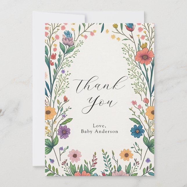 Agradecimiento a bebé de flores silvestres en flor (Anverso)