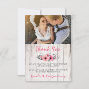 Agradecimiento a la boda rural Rosa de flores de m