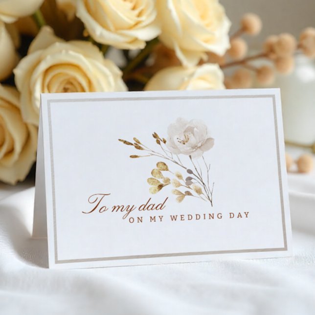 Agradecimiento A mi papá en mi tarjeta floral de casamiento (Dad - Wedding Day Card)