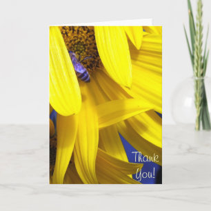 Agradecimiento Abeja azul en girasol amarillo - Tarjeta de agrade