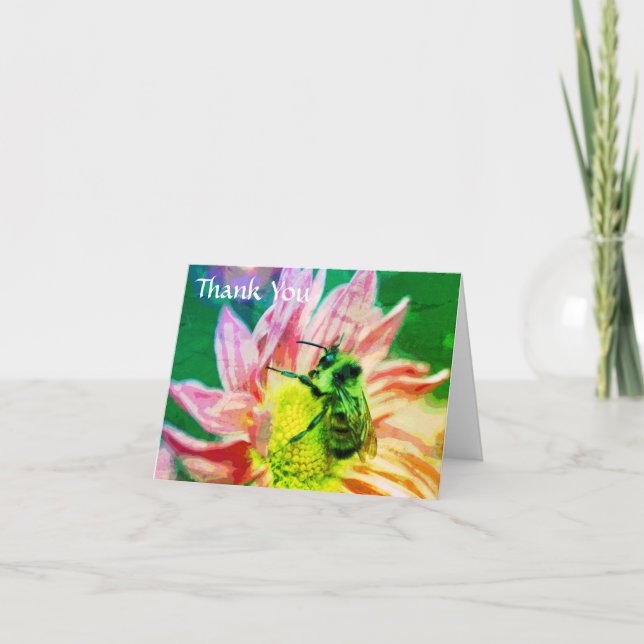 Agradecimiento Abeja De La Flor Naturaleza Arte Gracias Tarjeta (Anverso)