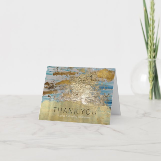 Agradecimiento abstracto de oro azul acuatico (Anverso)