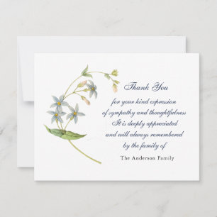 Agradecimiento Acuarela Azul suave vintage floral tarjeta de agra