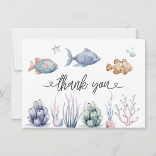 Agradecimiento Acuarela Bajo el Mar Baby Shower Tarjeta de Agrade