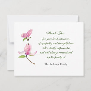 Agradecimiento acuarela rosa Flor de Magnolia tarjeta de agradeci