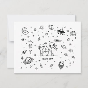 Agradecimiento Adorable Alien Space Baby Shower Tarjeta de agrade