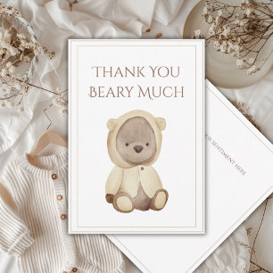 Agradecimiento Adorable Gracias Beary Much Tarjeta de Cumpleaños 