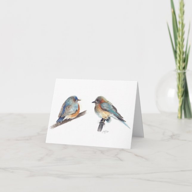 Agradecimiento Adorable tarjeta de la pareja Eastern Bluebird (Anverso)