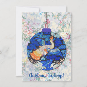 Agradecimiento Adorno Navideño Vintage de Pavo Real Tarjeta Plana