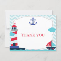 Ahoy es una ducha de bebé, tarjeta de agradecimien