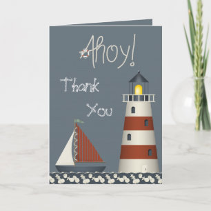 Agradecimiento Ahoy Sail Boat & Lighthouse Tarjeta de agradecimie