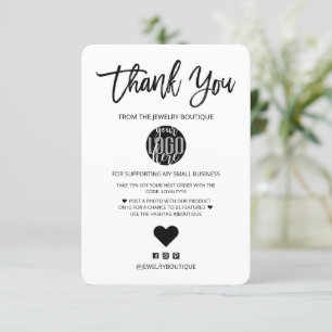 Agradecimiento al cliente del logotipo blanco negr