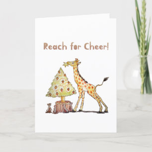 Agradecimiento ¡Alcance para Cheer! Tarjeta de arte Giraffe Navid
