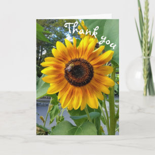 Agradecimiento Alegre girasol amarillo con tarjeta de agradecimie
