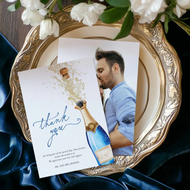 Agradecimiento Algo azul antes de que haga la tarjeta de agradeci (Something Blue Before I do Photo Thank you card)