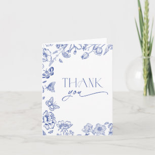 Agradecimiento Algo Floral Azul Ducha De Novias Gracias Tarjeta