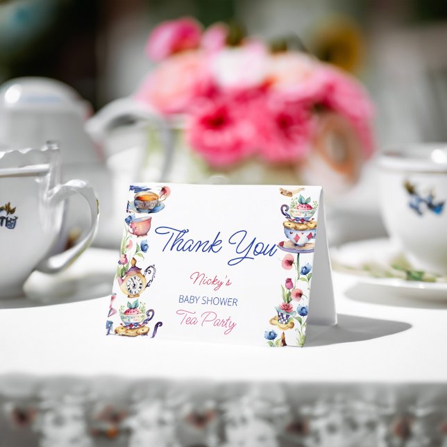 Agradecimiento Alicia en el maravilloso bebé ducha tarjeta de agr (Alice in wonderland baby shower thank you card elegant baby shower tea party thank you card)