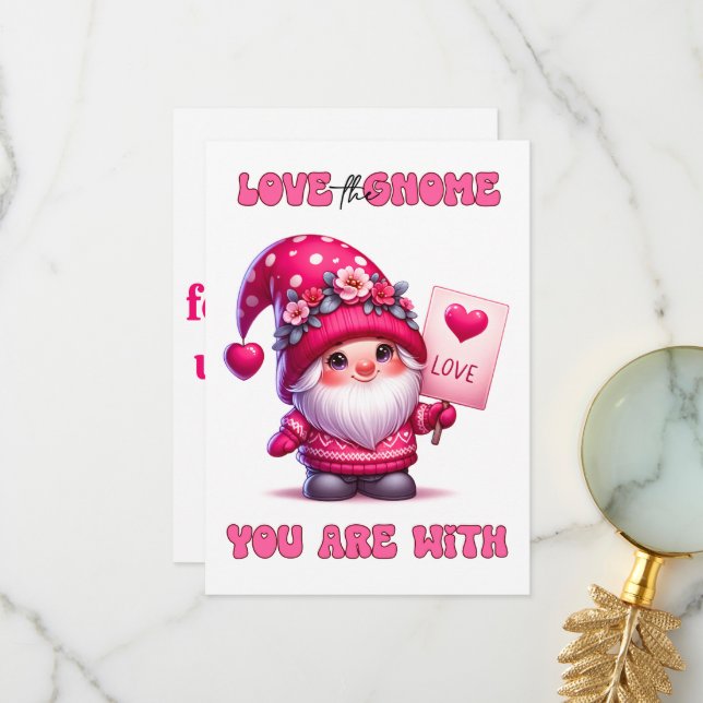 Agradecimiento Ama El Gnome Con El Que Estás - Tarjeta El día de  (Anverso/Reverso In Situ)
