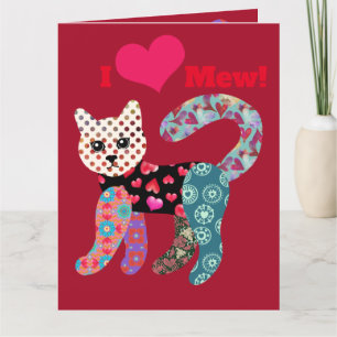 Agradecimiento ¡Amo A Mew! Tarjeta de saludo Valentine Kitty Doll