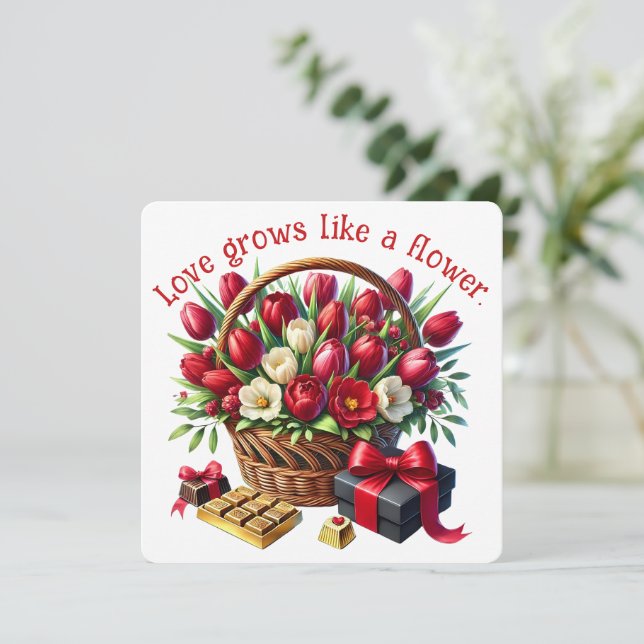 Agradecimiento Amor crece - Tarjeta El día de San Valentín (Anverso de pie)