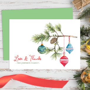 Agradecimiento Amor y gracias Navidades Watercolor Tarjeta de agr