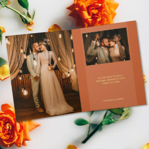Agradecimiento Añadir dos fotos Boda doblado tarjeta de agradecim