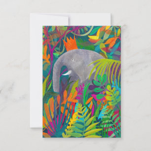 Agradecimiento ¡Animal de fiesta! Tarjeta de elefante de la selva