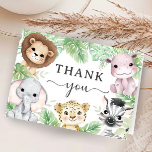 Agradecimiento Animales de Safari Baby Shower Jungle Tarjeta de A