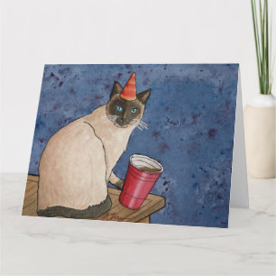 Agradecimiento Animales fiestas: Tarjeta para gato siamesa de 8.5
