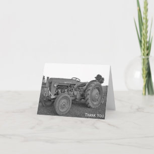 Agradecimiento Antiguo Tractor en negro y blanco tarjeta de agrad
