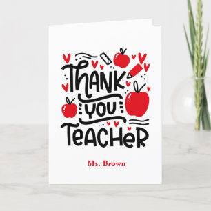 Agradecimiento Apreciación del profesor Gracias tarjeta de nombre